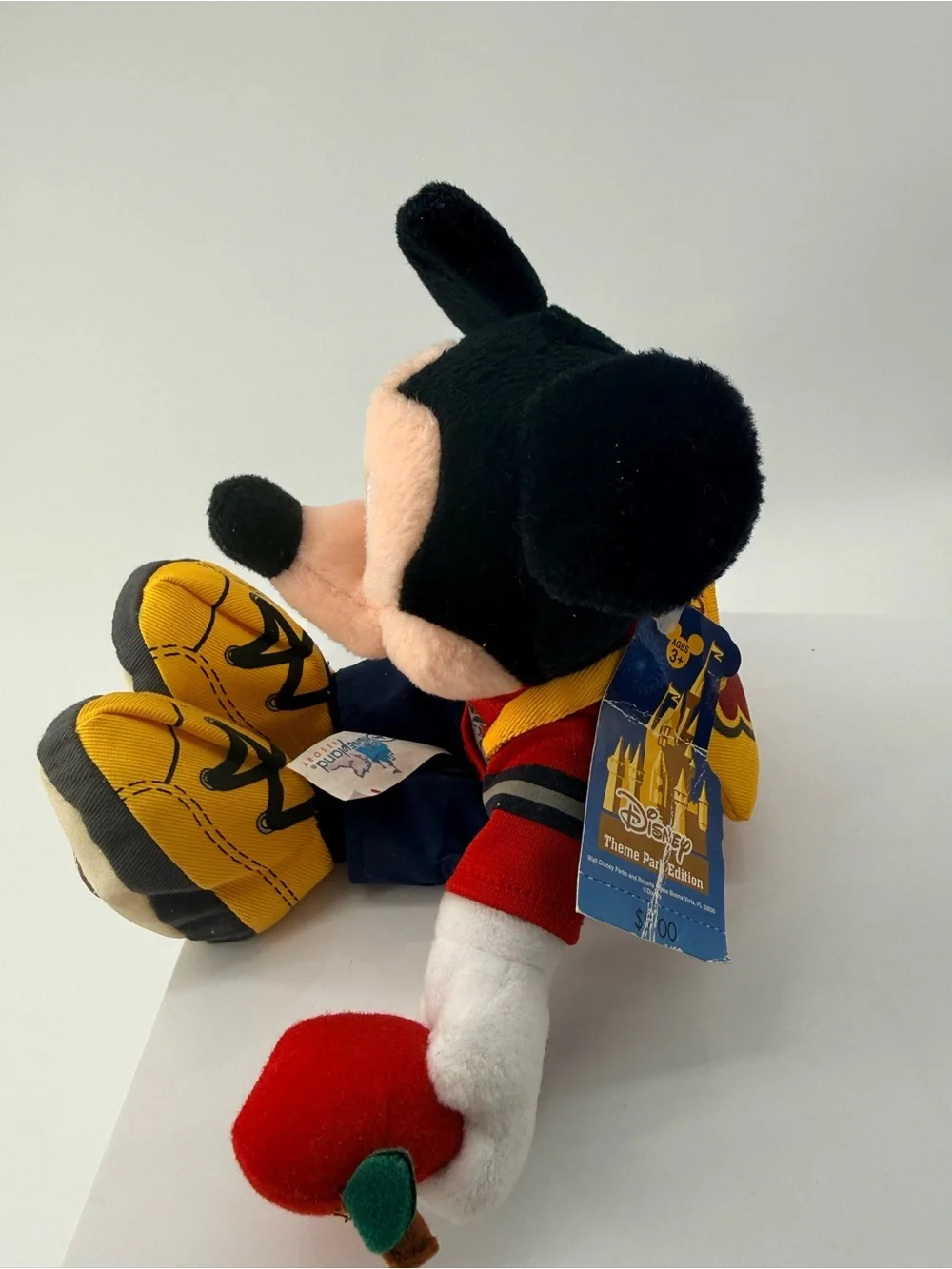 Disney Mickey Mouse Plush in Red, Black, Yellow with Blue Book